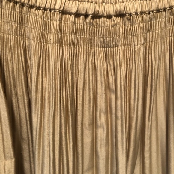 Soft Surroundings Gold Tiered Maxi Broom Skirt Sz. M Buttin Front Silky Feel - Picture 5 of 6